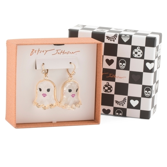 🔹️Betsey Johnson 🔹️Clear Ghost Earrings Halloween - Picture 4 of 4